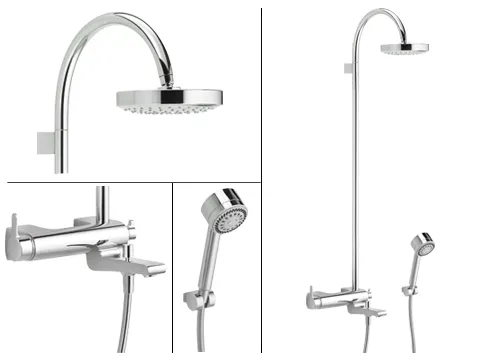 Keuco Elegance Einhebel-Wannenmischer mit Kopfbrause Aufputz chrom