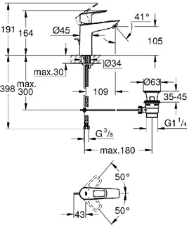 Grohe BauLoop Waschtisch Armatur (chrom), mit Ablaufgarnitur – Bild 2