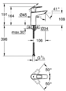Grohe BauLoop Waschtisch Armatur (chrom), ohne Ablaufgarnitur – Bild 2