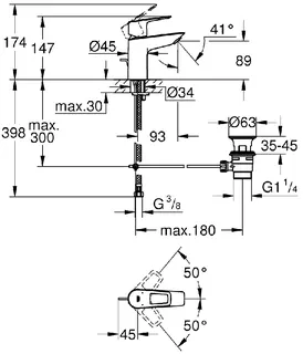 Grohe BauLoop Einhand-Waschtischbatterie, DN 15 S-Size (chrom) – Bild 2