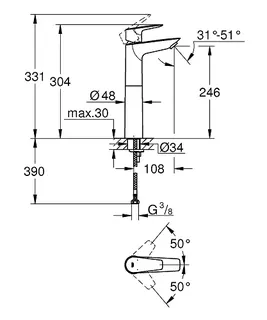 Grohe BauEdge Waschtischbatterie (chrom) für Waschschüssel – Bild 2