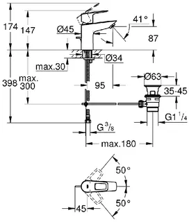 Grohe BauLoop Einhand-Waschtischbatterie, DN 15 S-Size (chrom) – Bild 2