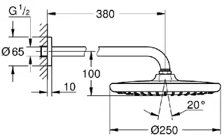 Grohe Tempesta 250 Kopfbrausegarnitur 380 mm, 1 Strahl (chrom) – Bild 2