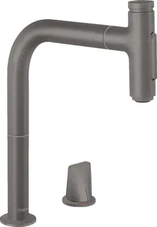 Hansgrohe Metris Select M71 2-Loch Einhebel-Küchenmischer 200 (brushed black chrome)