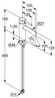 Kludi Bozz Waschtisch-Einhandmischer 100 Höhe 18,5 cm (chrom) – Bild 2