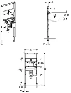 Geberit Geberit Duofix Element für Waschtisch, 130 cm, Wandarmatur mit UP-Funktionsbox, mit UP-Geruchsverschluss – Bild 2