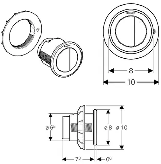 Geberit Fernbetätigung Typ 10 für 2-Mengen-Spülung, Möbeldrücker (chrom) – Bild 2
