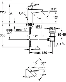 Grohe Eurosmart Einhand-Waschtischbatterie, DN 15 M-Siz (chrom) – Bild 2