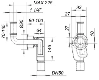 Dallmer Wandeinbau-Siphon 300 CR, Unterputz, UP 1 1/4"xDN 50 – Bild 2