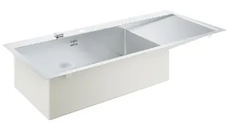 Grohe K1000 Edelstahl-Einbauspüle 116 x 52 cm mit Abtropffläche, Becken links