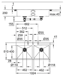 Grohe K800 Edelstahl-Einbauspüle 102,4 x 51 cm mit 2 Becken – Bild 2