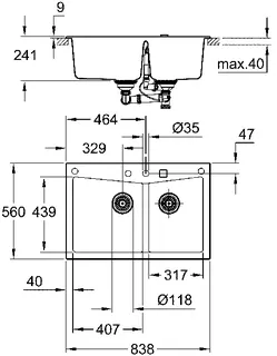 Grohe K700 Kompositspüle 83,8 x 55,9 cm (granit grau) – Bild 2