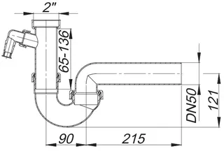 Dallmer Röhren-Siphon 100/1, mit Waschgeräte-Anschluss 2"xDN 50 – Bild 2
