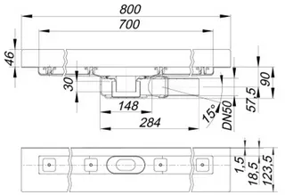 Dallmer Duschrinne CERALINE PLAN F, DN 50 seitlich, BH 90mm, 700mm – Bild 2
