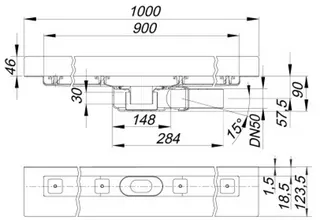 Dallmer Duschrinne CERALINE PLAN W, DN 50 seitlich, BH 90mm, 900mm – Bild 2