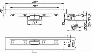 Dallmer Duschrinne CERALINE NANO W, DN 50 seitlich, BH 68mm, Länge 700 mm – Bild 2