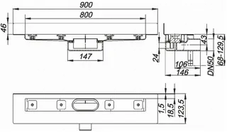 Dallmer Duschrinne CERALINE NANO W, DN 50 seitlich, BH 68mm, Länge 800 mm – Bild 2