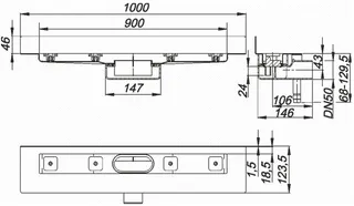 Dallmer Duschrinne CERALINE NANO W, DN 50 seitlich, BH 68mm, Länge 900 mm – Bild 2