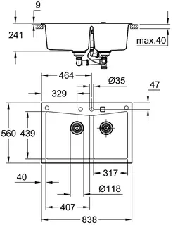 Grohe K700 Kompositspüle 83,8 x 55,9 cm – Bild 2