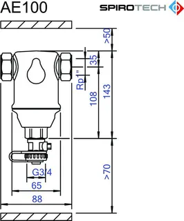 Spirotech Schlammabscheider S, DN 25 (1"), Einbau horizontal – Bild 2