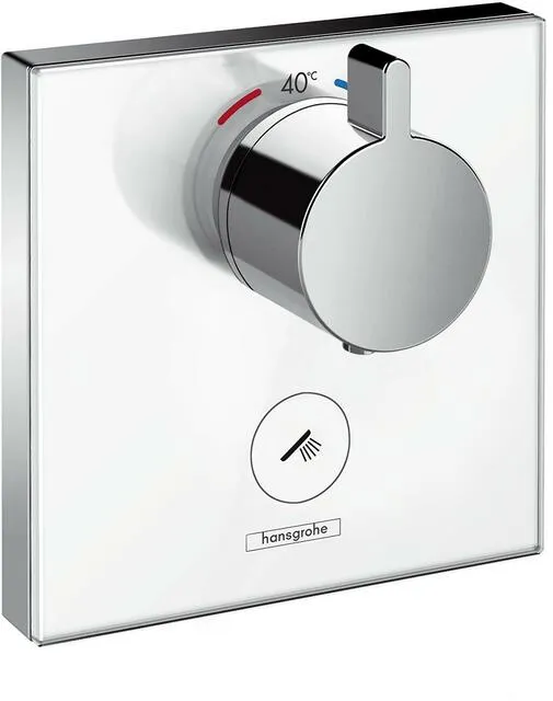 Hansgrohe Fertigmontageset SHOWERSELECT GLAS, Highflow, für Unterputz-Thermostat, 1 Verbraucher, 1 Abgang weiß/chrom