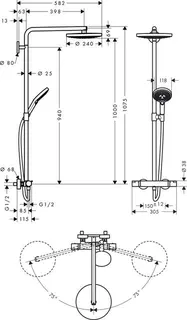 Hansgrohe Showerpipe RAINDANCE SELECT S 240 2jet, chrom – Bild 2