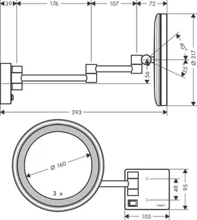 Hansgrohe AddStoris Kosmetikspiegel, mit LED Leuchte, chrom – Bild 2