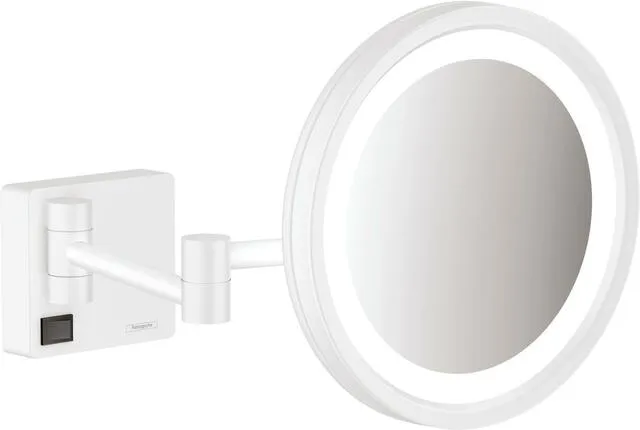 Hansgrohe AddStoris Kosmetikspiegel, mit LED Leuchte, mattweiß