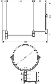 Hansgrohe AddStoris Kosmetikspiegel, ohne Beleuchtung, brushed bronze – Bild 2