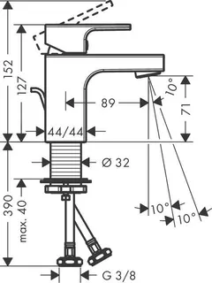 Hansgrohe VERNIS Shape 70 Waschtisch Armatur, mit Ablaufgarnitur 1 1/4", mattschwarz – Bild 2