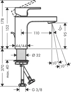Hansgrohe VERNIS Shape 100 Waschtisch Armatur, mit Ablaufgarnitur 1 1/4", mattschwarz – Bild 2