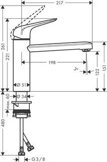 Hansgrohe Spültischmischer 120 M42, mit Schwenkauslauf chrom – Bild 2