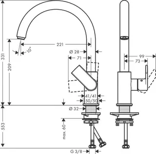 Hansgrohe Spültischmischer VERNIS Shape 260, M35 1jet mattschwarz – Bild 2