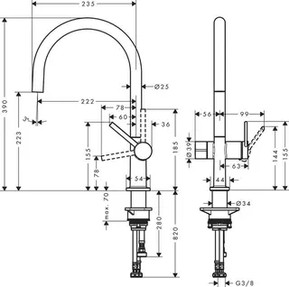 Hansgrohe TALIS M54 Spültischmischer 220, Geräteabsperrventil 1jet chrom – Bild 2