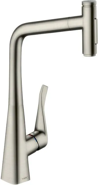 Hansgrohe METRIS SELECT Spültischmischer 320, 5, mit sBox, Ausziehbrause, Edelstahl-Optik