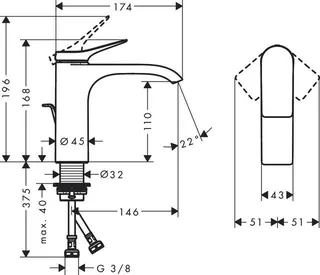 Hansgrohe VIVENIS 110 Waschtisch Armatur, mit Ablaufgarnitur, mattweiß – Bild 2
