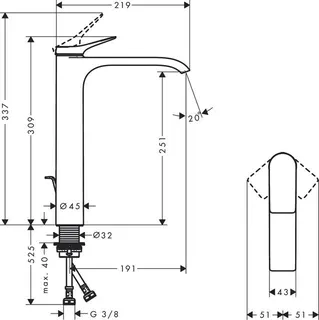 Hansgrohe VIVENIS 250 Waschtisch Armatur für Waschschüssel, Ablaufgarnitur 1 1/4" mattweiß – Bild 2