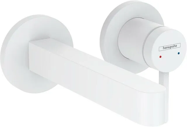 Hansgrohe FINORIS Fertigset für 2-Loch-Waschtischarmatur Auslauf 165mm, mattweiß