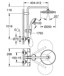 Grohe Vitalio Start System 250 Duschsystem mit Thermostatbatterie – Bild 2