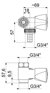 Schlösser Nebenanschlussventil, 3/4", poliert verchromt – Bild 2