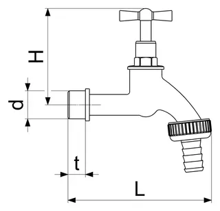Schlösser Auslaufventil mit Schlauchverschraubung, 1/2", Messing blank – Bild 2
