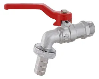 Kugelauslaufventil, matt verchromt, 3/4", mit Schlauchverschraubung