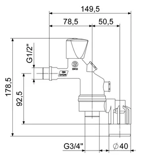 Schlösser Auslaufventil mit Systemtrenner, matt chrom, 1/2" – Bild 2
