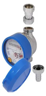 Schlösser Zapfhahnzähler, mit Haube, für Kaltwasser, 3/4" x 1/2", inkl. Eichgebühr
