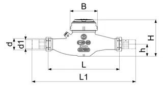 Schlösser Mehrstrahlzähler als Naßläufer, für Kaltwasser, 3/4" x 190 mm, Q3 = 2,5m^3/h, inkl. Eichgebühr – Bild 2