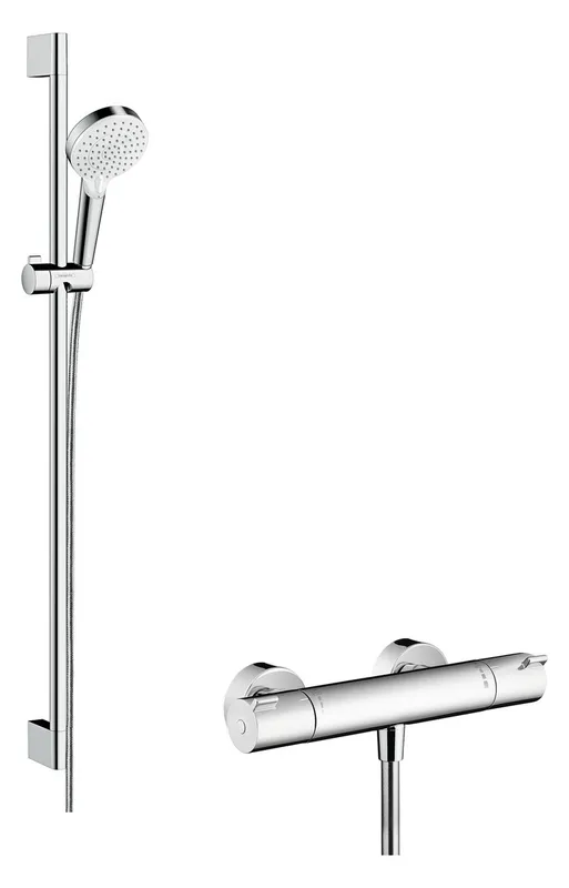 Hansgrohe Brauseset CROMETTA ECOSTAT 1001 CL COMBI, Brausestange 900mm weiß/chrom