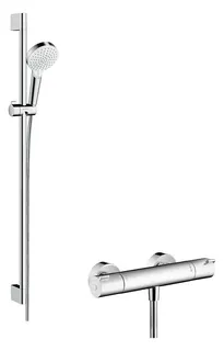 Hansgrohe Brauseset CROMETTA ECOSTAT 1001 CL COMBI, Brausestange 900mm weiß/chrom