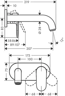 Hansgrohe Fertigmontageset VERNIS Shape, für Unterputz-2-Loch-Waschtischarmatur chrom – Bild 2