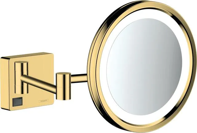 Hansgrohe Kosmetikspiegel AddStoris, mit LED Leuchte, polished gold