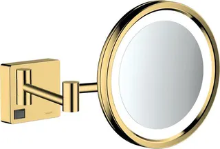 Hansgrohe Kosmetikspiegel AddStoris, mit LED Leuchte, polished gold